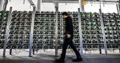 Expansive mining farm showcasing rows of operational Bitcoin mining machines