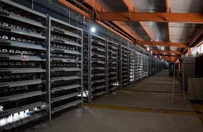 A bustling mining farm showcasing various mining rigs in operation