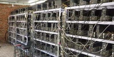 An expansive mining farm showcasing GPU rigs