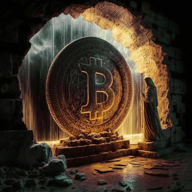 A close-up of a Bitcoin mining ASIC chip, highlighting its intricate design.